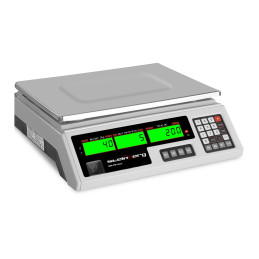 Parduotuvės kontrolinės svarstyklės 339x233mm maitinimo šaltinis + baterija 40kg / 2g - balta