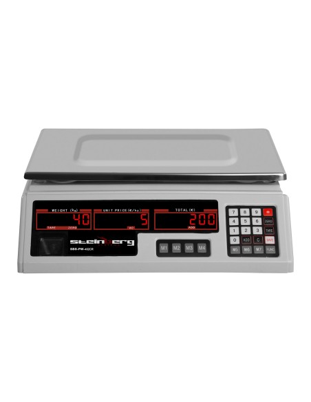 Kontrolinės svarstyklės 330x240mm maitinimo adapteris + baterija 40kg / 2g - balta Kontrolinės svarstyklės 330x240mm maitinimo adapteris + baterija 40kg / 2g - balta