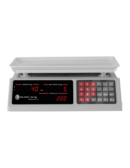 Parduotuvinių svarstyklių skaičiavimo vienetai 336x238mm maitinimo adapteris + baterija 40kg / 2g - balta Parduotuvinių svarstyklių skaičiavimo vienetai 336x238mm maitinimo adapteris + baterija 40kg / 2g - balta