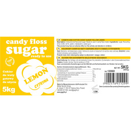 Spalvingo skonio cukrus cukraus vatai geltonos citrinos skonio 5kg
