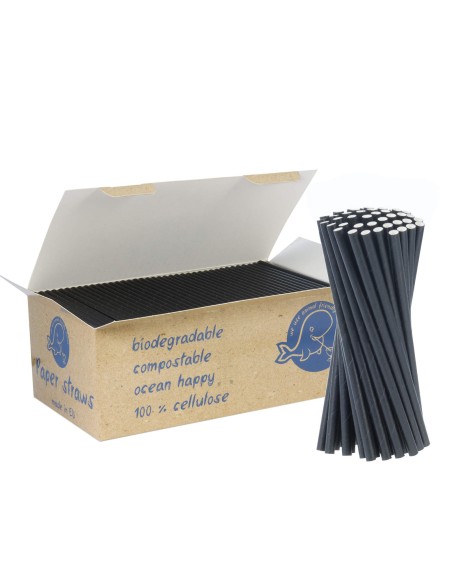 BIO ekologiški popieriniai šiaudeliai PAPER STRAWS 6/150mm - juodi 650vnt. BIO ekologiški popieriniai šiaudeliai PAPER STRAWS 6/150mm - juodi 650vnt.