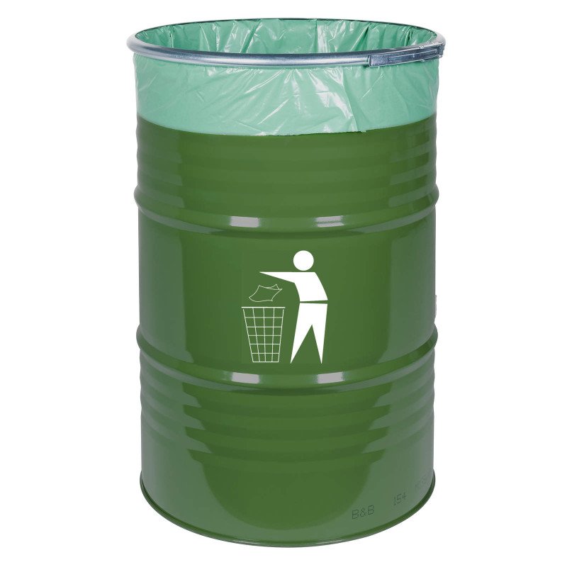 Lauko šiukšliadėžė, patvari plieninė šiukšliadėžė, 200L BARREL