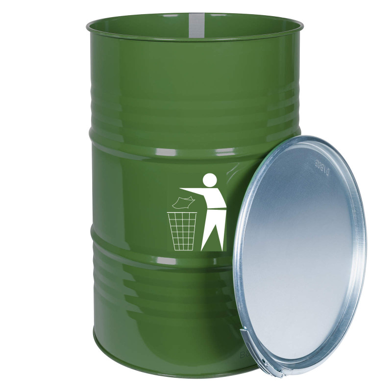 Lauko šiukšliadėžė, patvari plieninė šiukšliadėžė, 200L BARREL