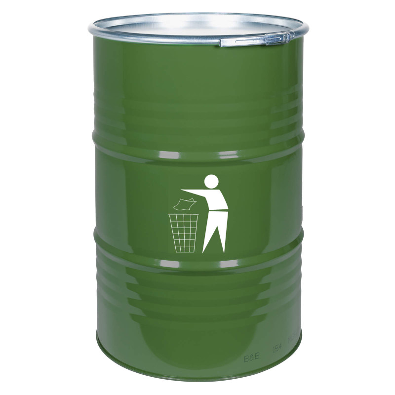 Lauko šiukšliadėžė, patvari plieninė šiukšliadėžė, 200L BARREL