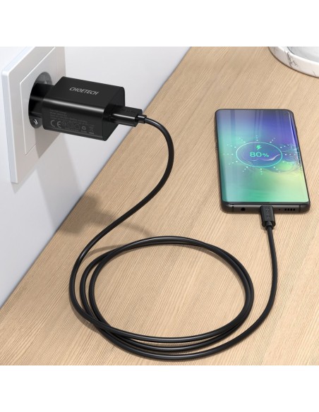 QuickCharge 3.0 18W 3A greitas įkroviklis + 1m juodas USB laidas