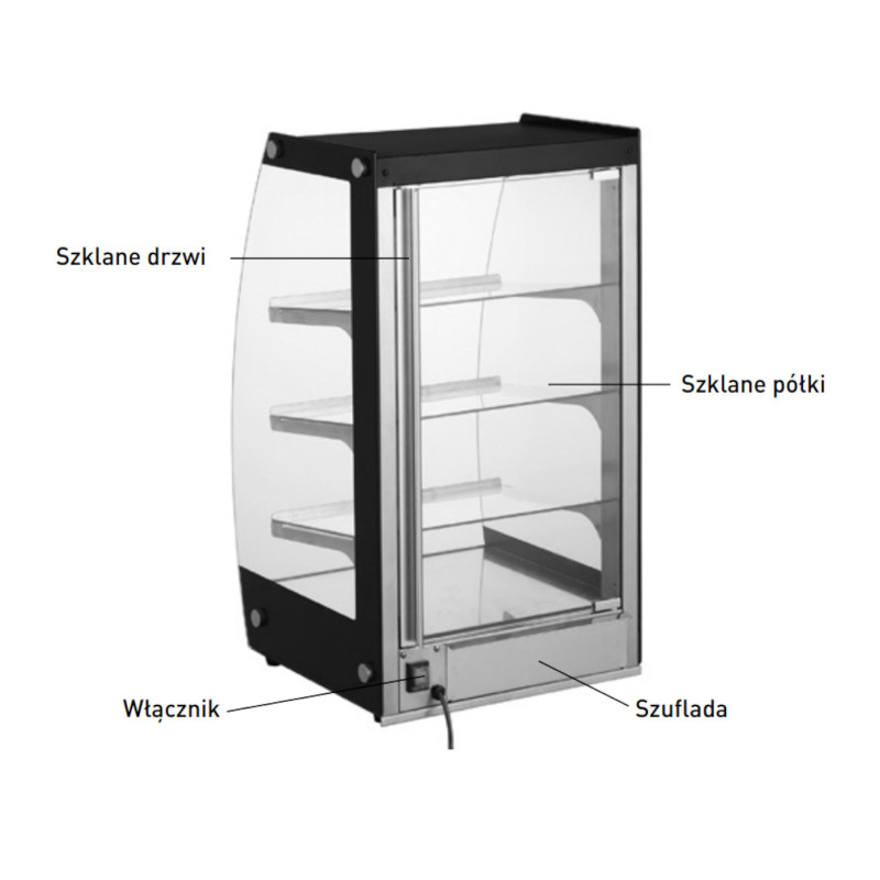 Neutrali savitarnos vitrina indų pateikimui ir patiekimui LED plotis 415mm