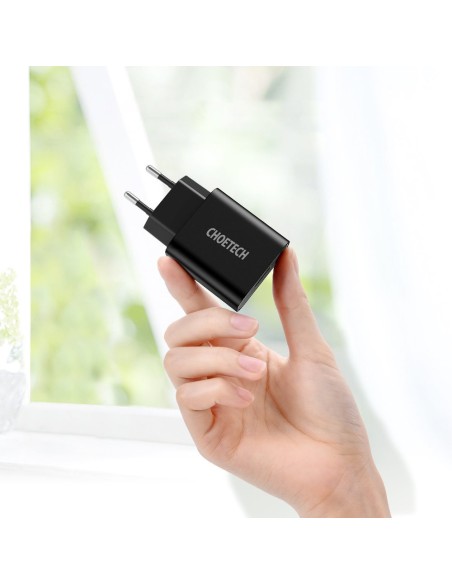 QuickCharge 3.0 18W 3A greitas įkroviklis + 1m juodas USB laidas