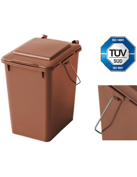 Krepšinis konteineris šiukšlėms ir BIO atliekoms rūšiuoti - rudas 10L