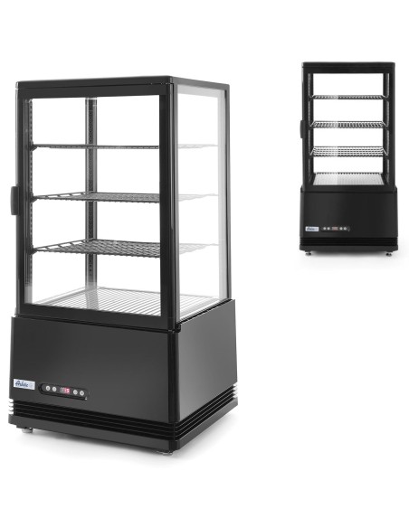 Šaldoma konditerijos vitrina su 3 lentynomis 68L LED - juoda