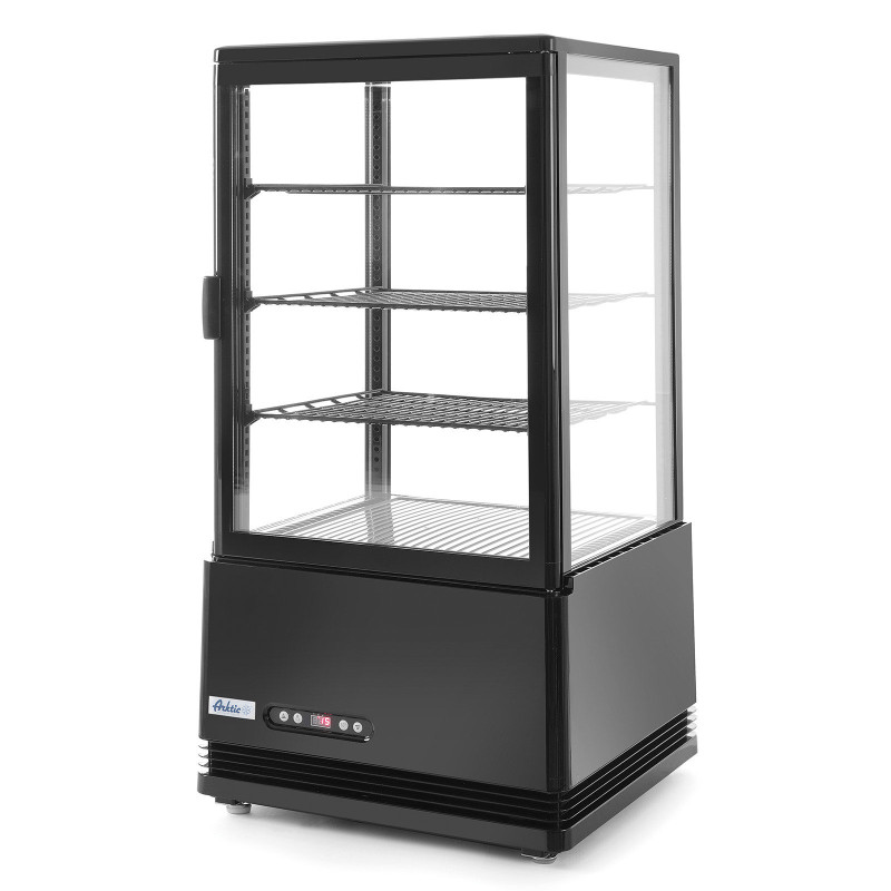 Šaldoma konditerijos vitrina su 3 lentynomis 68L LED - juoda