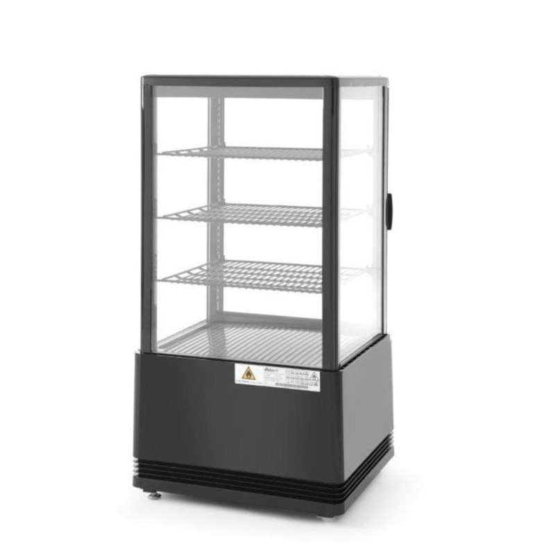 Šaldoma konditerijos vitrina su 3 lentynomis 68L LED - juoda