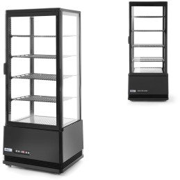 Šaldoma konditerijos vitrina su 4 lentynomis 98L LED - juoda
