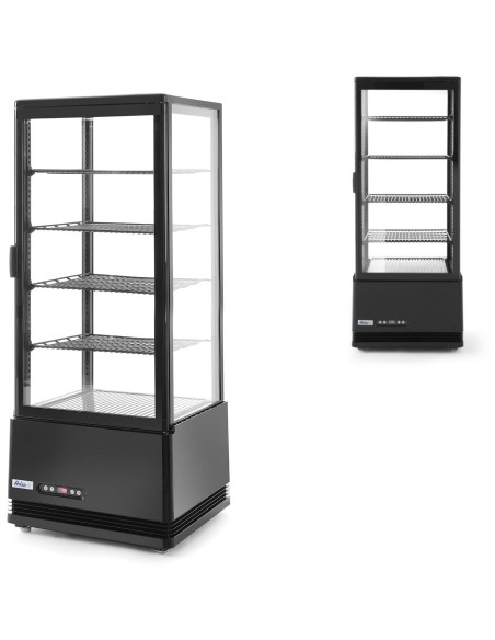Šaldoma konditerijos vitrina su 4 lentynomis 98L LED - juoda
