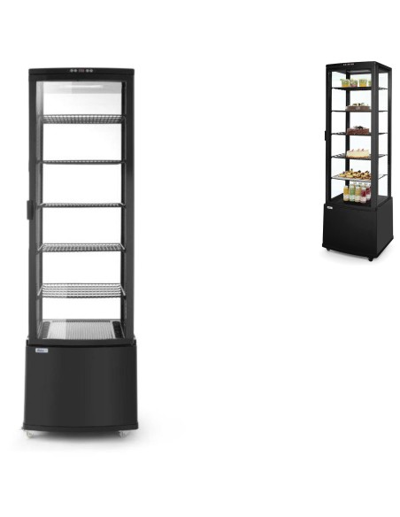 Šaldoma konditerijos vitrina ant ratukų 5 lentynos 280L LED - juoda