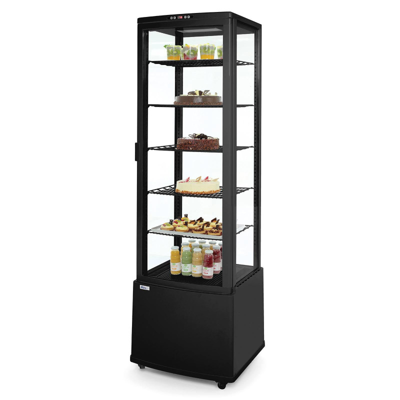 Šaldoma konditerijos vitrina ant ratukų 5 lentynos 280L LED - juoda