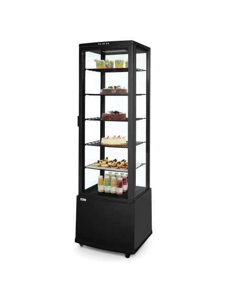 Šaldoma konditerijos vitrina ant ratukų 5 lentynos 280L LED - juoda