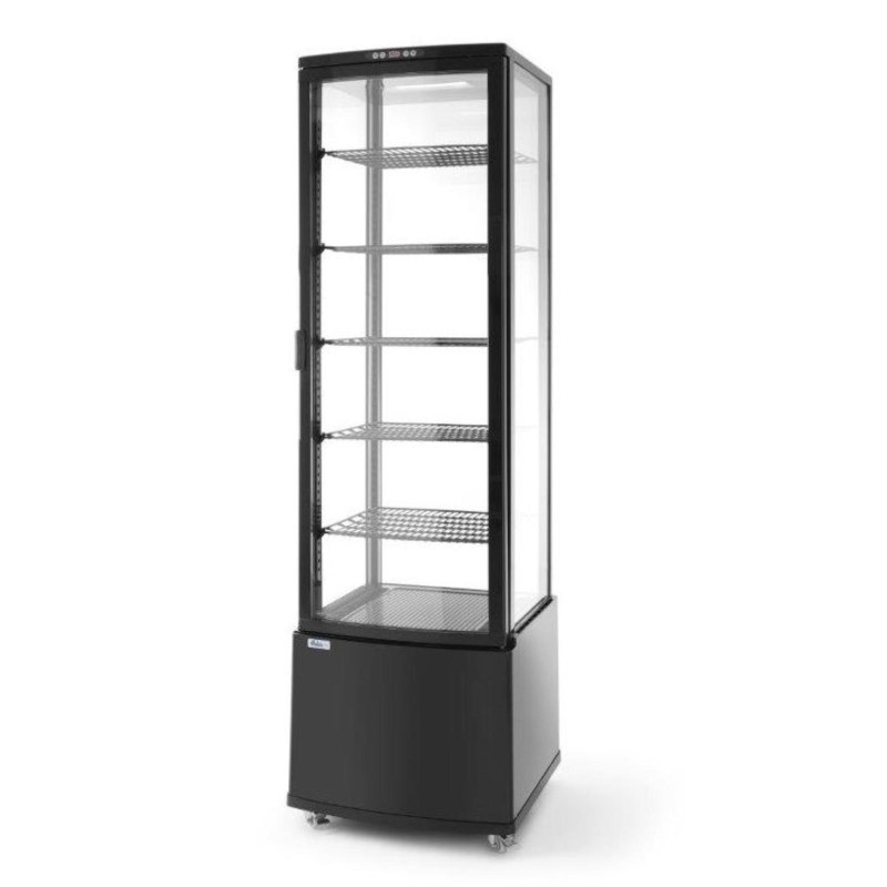 Šaldoma konditerijos vitrina ant ratukų 5 lentynos 280L LED - juoda