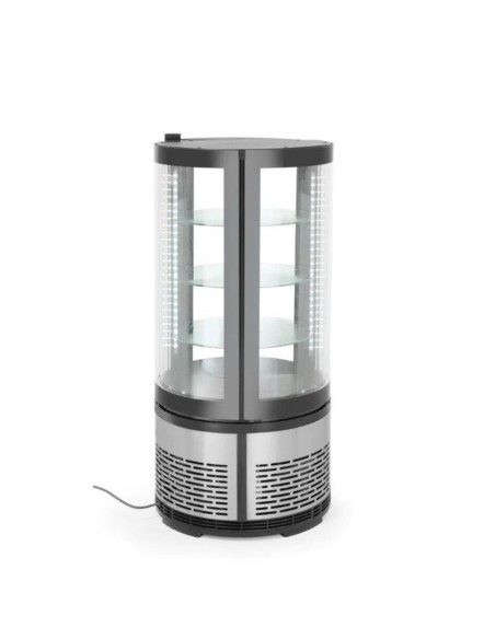 Apvali konditerinė šaldymo vitrina su 3 lentynomis LED 100L