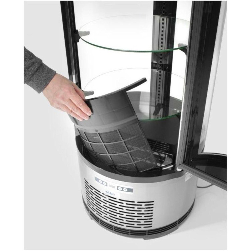 Apvali konditerinė šaldymo vitrina su 3 lentynomis LED 100L