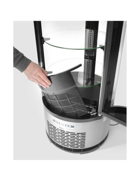 Apvali konditerinė šaldymo vitrina su 3 lentynomis LED 100L