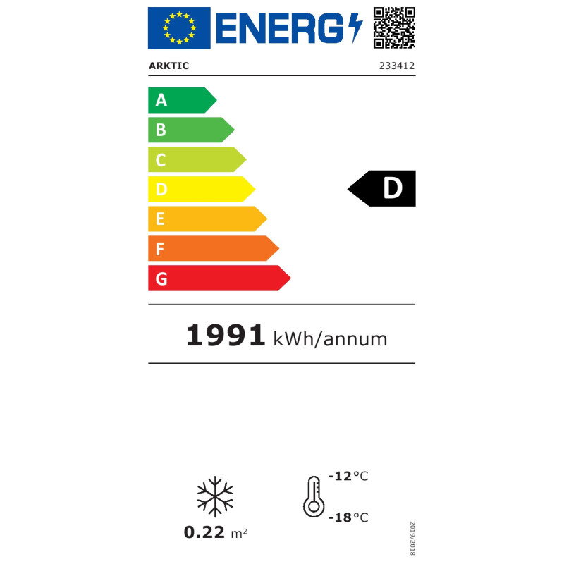 Vitrinos šaldiklio stiklinės durelės 3 lentynos iki -18C LED 90L