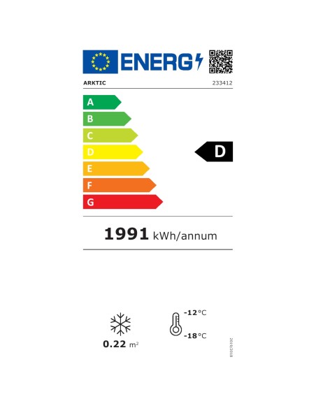 Vitrinos šaldiklio stiklinės durelės 3 lentynos iki -18C LED 90L