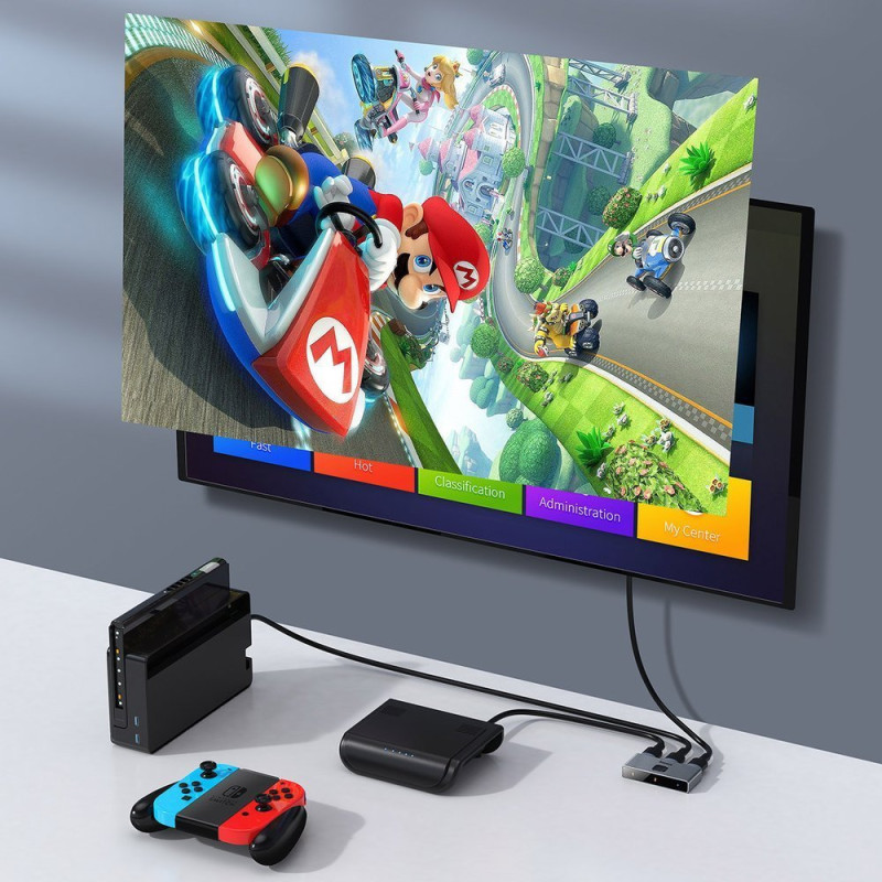 Jungiklio skirstytuvo jungiklis HDMI 2x HDMI 4K 30 Hz dvikryptis pilkas