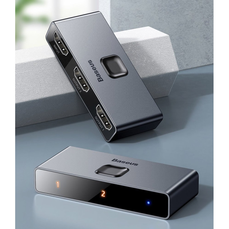 Jungiklio skirstytuvo jungiklis HDMI 2x HDMI 4K 30 Hz dvikryptis pilkas