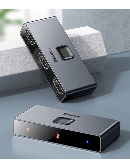 Jungiklio skirstytuvo jungiklis HDMI 2x HDMI 4K 30 Hz dvikryptis pilkas Jungiklio skirstytuvo jungiklis HDMI 2x HDMI 4K 30 Hz dvikryptis pilkas