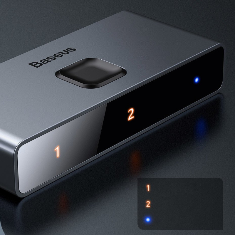 Jungiklio skirstytuvo jungiklis HDMI 2x HDMI 4K 30 Hz dvikryptis pilkas