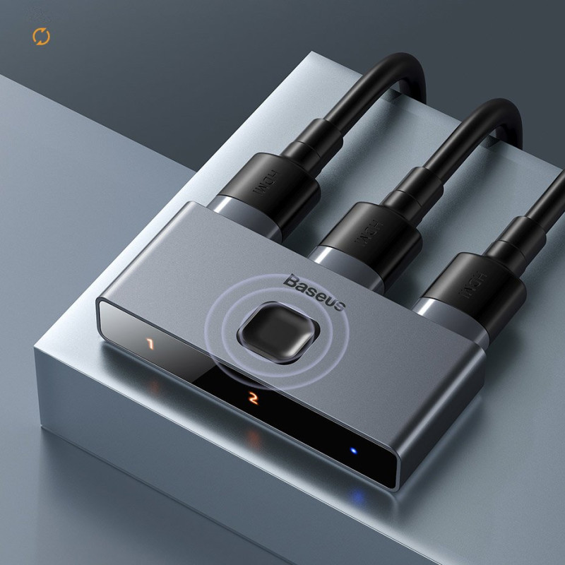 Jungiklio skirstytuvo jungiklis HDMI 2x HDMI 4K 30 Hz dvikryptis pilkas