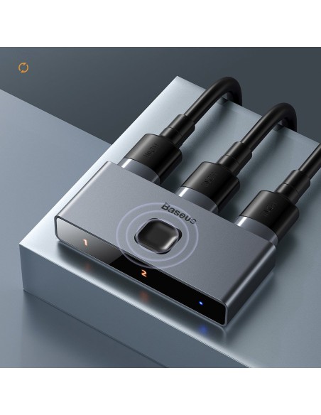 Jungiklio skirstytuvo jungiklis HDMI 2x HDMI 4K 30 Hz dvikryptis pilkas Jungiklio skirstytuvo jungiklis HDMI 2x HDMI 4K 30 Hz dvikryptis pilkas