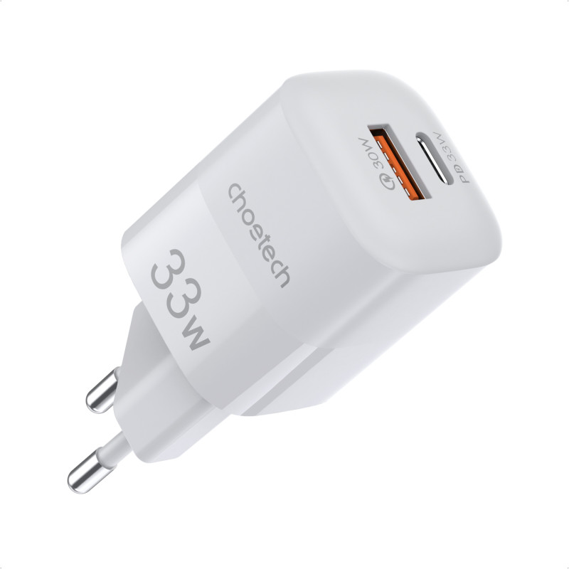 Greitas įkroviklis GaN USB Type C PD QC 33W baltas