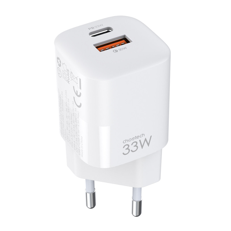 Greitas įkroviklis GaN USB Type C PD QC 33W baltas