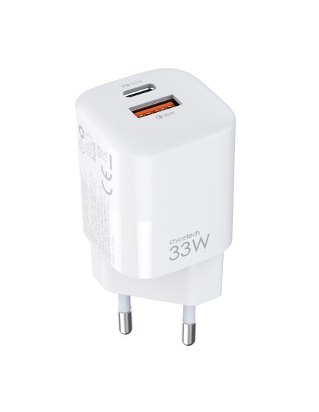 Greitas įkroviklis GaN USB Type C PD QC 33W baltas Greitas įkroviklis GaN USB Type C PD QC 33W baltas