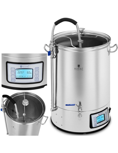 Košės virdulys alaus gamybai nerūdijančio plieno 2500W LCD 40L Košės virdulys alaus gamybai nerūdijančio plieno 2500W LCD 40L