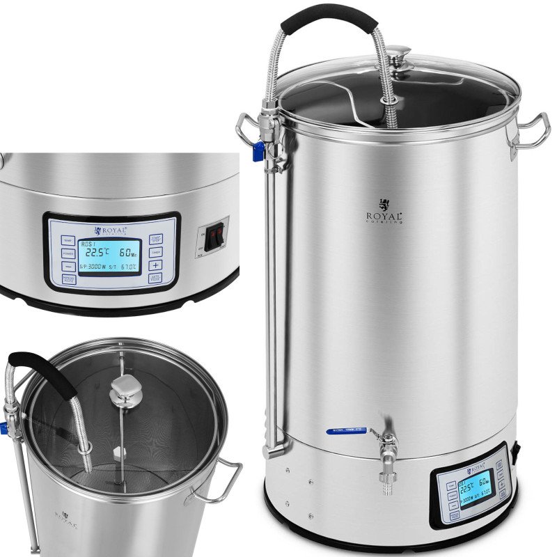 Košės virdulys alaus gamybai nerūdijančio plieno 2500W LCD 60L