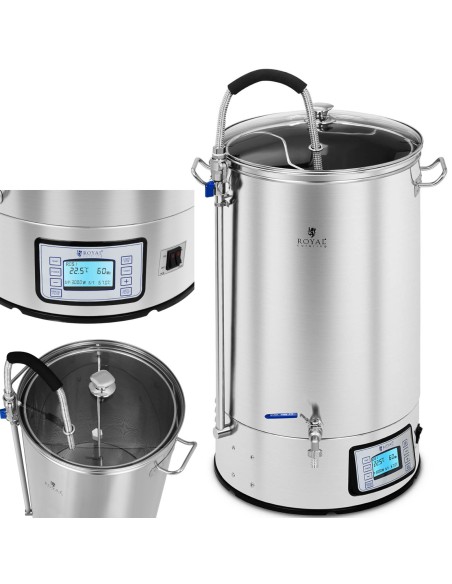 Košės virdulys alaus gamybai nerūdijančio plieno 2500W LCD 60L Košės virdulys alaus gamybai nerūdijančio plieno 2500W LCD 60L