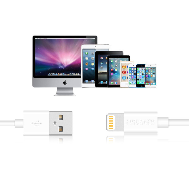 USB-A kabelis – Lightning MFI 1,8 m sertifikuotas baltas