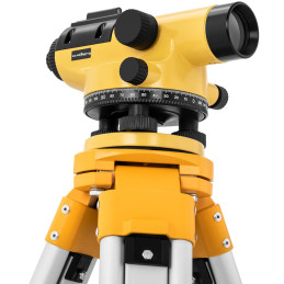 Optinis savaime išsilyginantis nivelyras su trikoju ir lazdele – padidinimas 28x dia. 36 mm