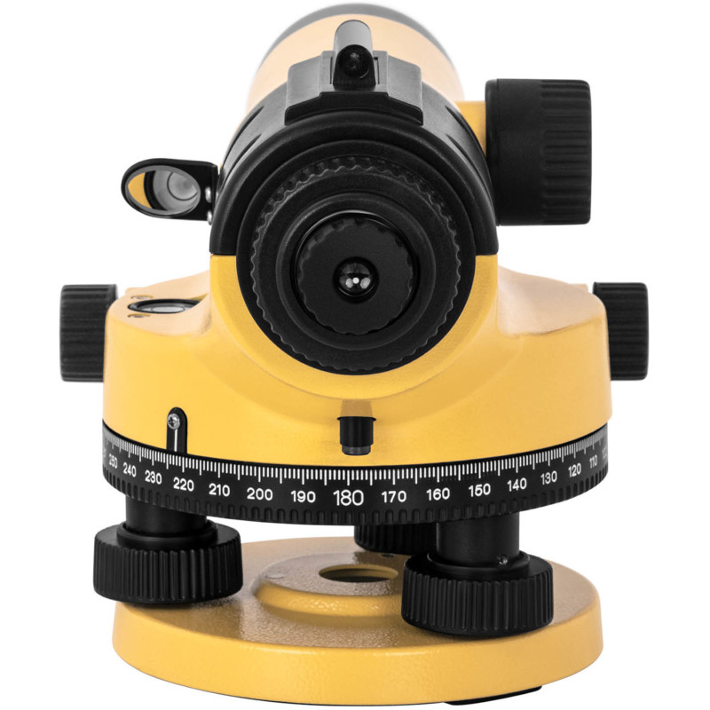 Optinis savaime išsilyginantis nivelyras su trikoju ir lazdele – padidinimas 28x dia. 36 mm