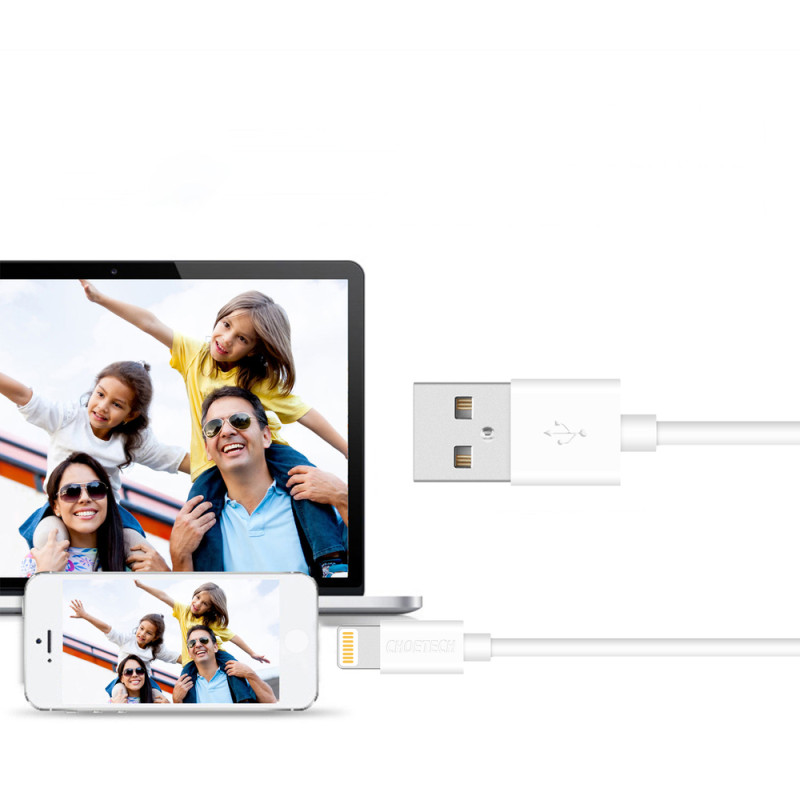 USB-A kabelis – Lightning MFI 1,8 m sertifikuotas baltas