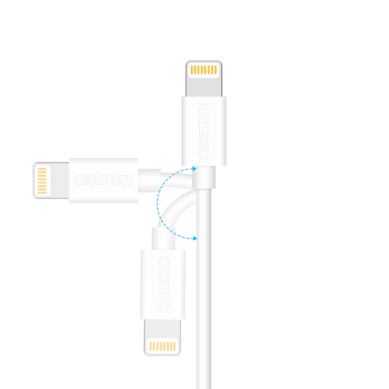 USB-A kabelis – Lightning MFI 1,8 m sertifikuotas baltas