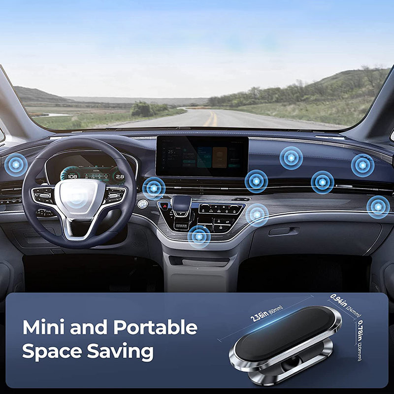 Sidabrinis lipnus magnetinis automobilio laikiklis prietaisų skydeliui