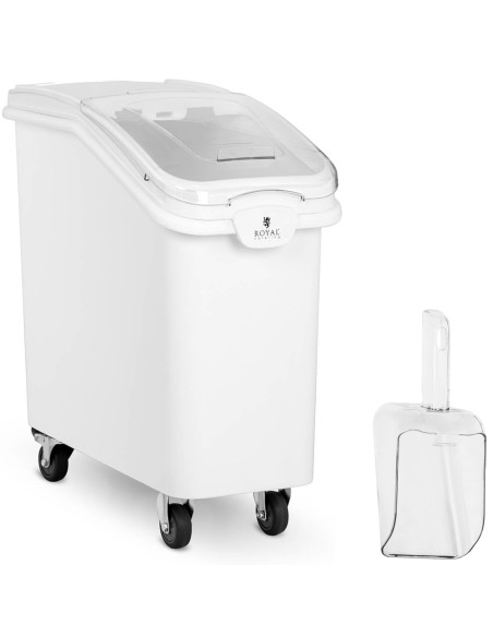 Vežimėlis gastronominis konteineris ant ratų biriems produktams su kaušeliu 81 l