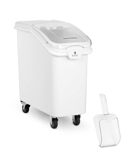 Vežimėlis gastronominis konteineris ant ratų biriems produktams su kaušeliu 81 l