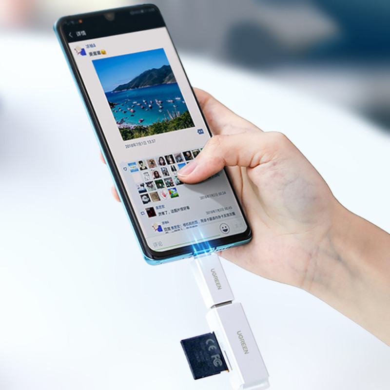 Nešiojamas USB 3.0 TF/SD kortelių skaitytuvas juodas