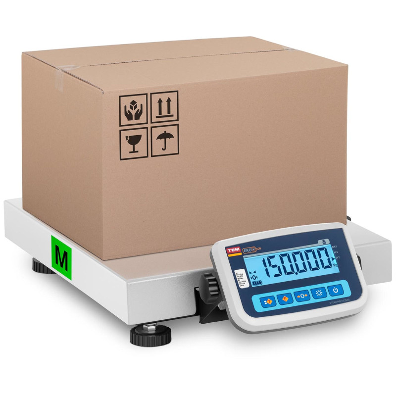 Pakuotės sandėlio svarstyklės 150 kg / 50 g LCD M LEGALIZAVIMAS