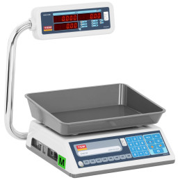Komercinės svarstyklės su RS232 sąsaja PLU 15 kg / 0,05 kg LED M LEGALIZACIJA