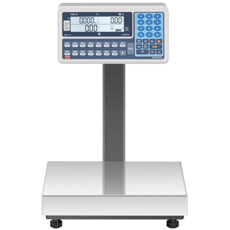 Komercinės svarstyklės su RS232 sąsaja 30 kg / 0,01 kg LCD M LEGALIZACIJA